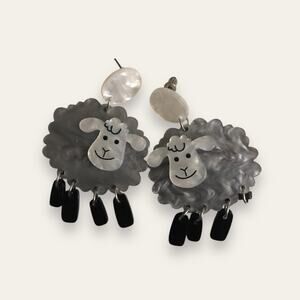 Sheep Themed Acrylic Fashion Earrings Western Country Girl Farmer Wearable Art